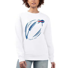 Buffalo Bills G-III 4Her by Carl Banks Women's Football Logo Graphic Fleece Tri-Blend Pullover Sweatshirt White | NFL