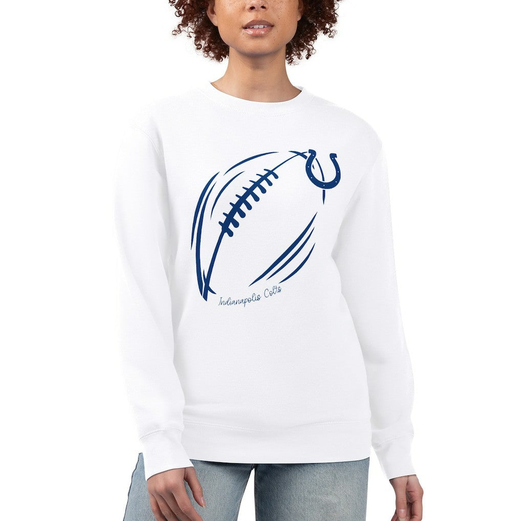 Indianapolis Colts G-III 4Her by Carl Banks Women's Football Logo Graphic Fleece Tri-Blend Pullover Sweatshirt White | NFL