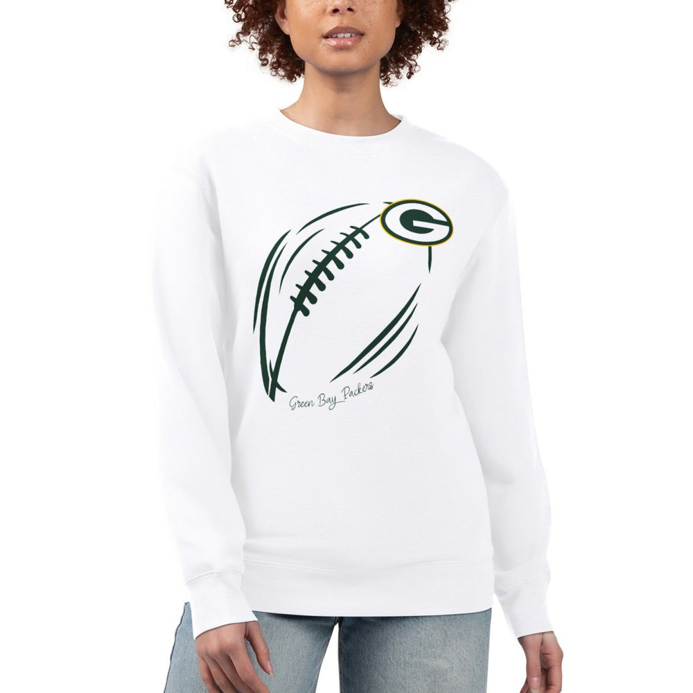 Green Bay Packers G-III 4Her by Carl Banks Women's Football Logo Graphic Fleece Tri-Blend Pullover Sweatshirt White | NFL