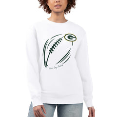 Green Bay Packers G-III 4Her by Carl Banks Women's Football Logo Graphic Fleece Tri-Blend Pullover Sweatshirt White | NFL