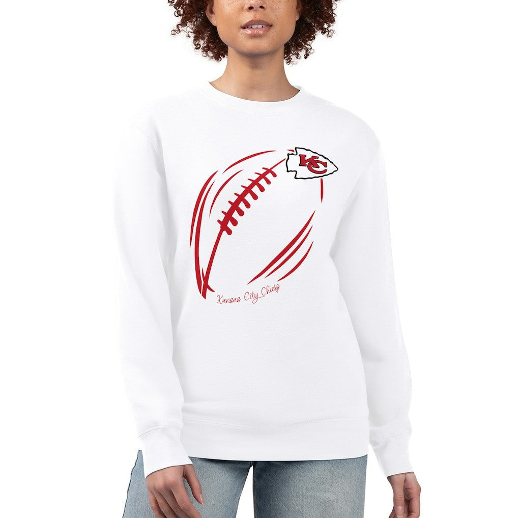 Kansas City Chiefs G-III 4Her by Carl Banks Women's Football Logo Graphic Fleece Tri-Blend Pullover Sweatshirt White | NFL