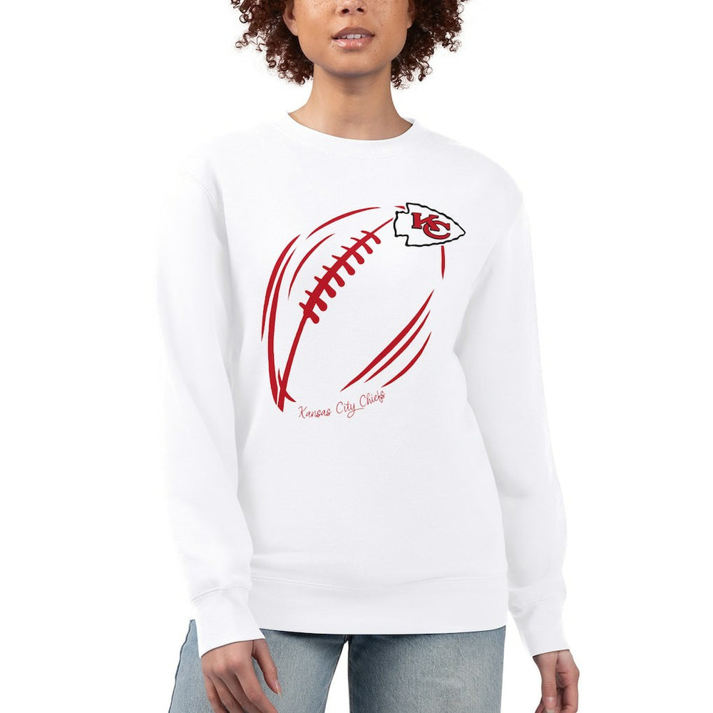 Kansas City Chiefs G-III 4Her by Carl Banks Women's Football Logo Graphic Fleece Tri-Blend Pullover Sweatshirt White | NFL
