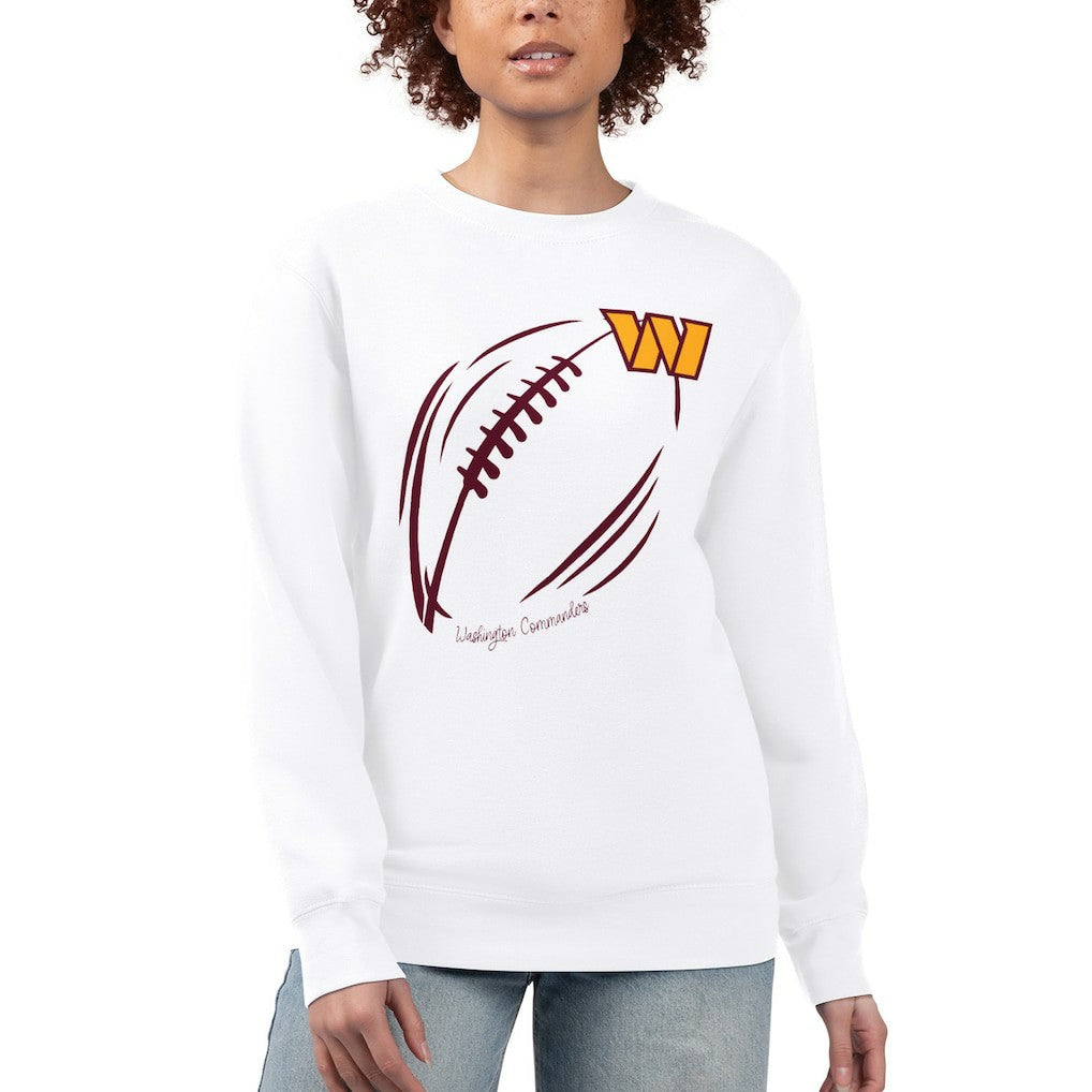 Washington Commanders G-III 4Her by Carl Banks Women's Football Logo Graphic Fleece Tri-Blend Pullover Sweatshirt White | NFL