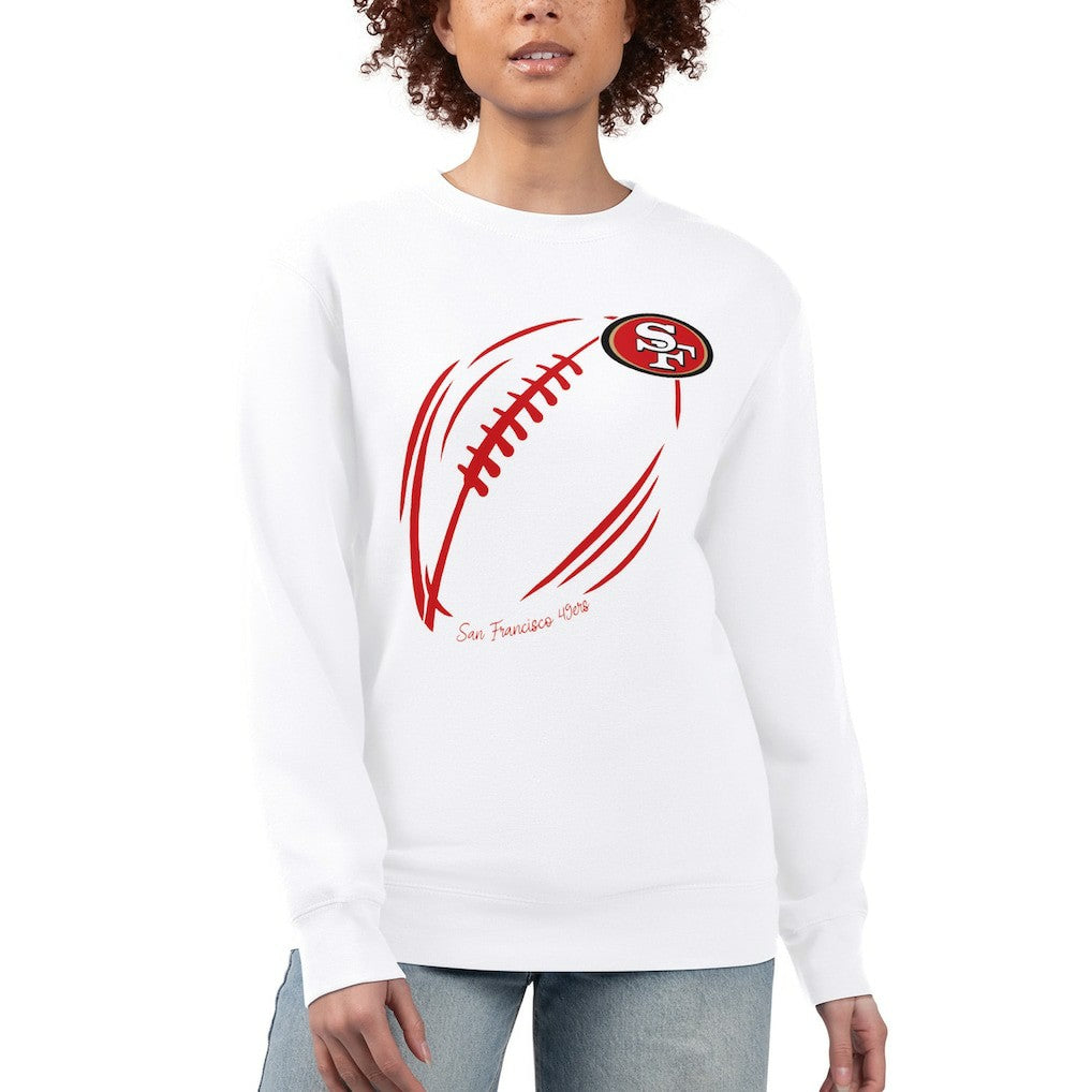 San Francisco 49ers G-III 4Her by Carl Banks Women's Football Logo Graphic Fleece Tri-Blend Pullover Sweatshirt White | NFL