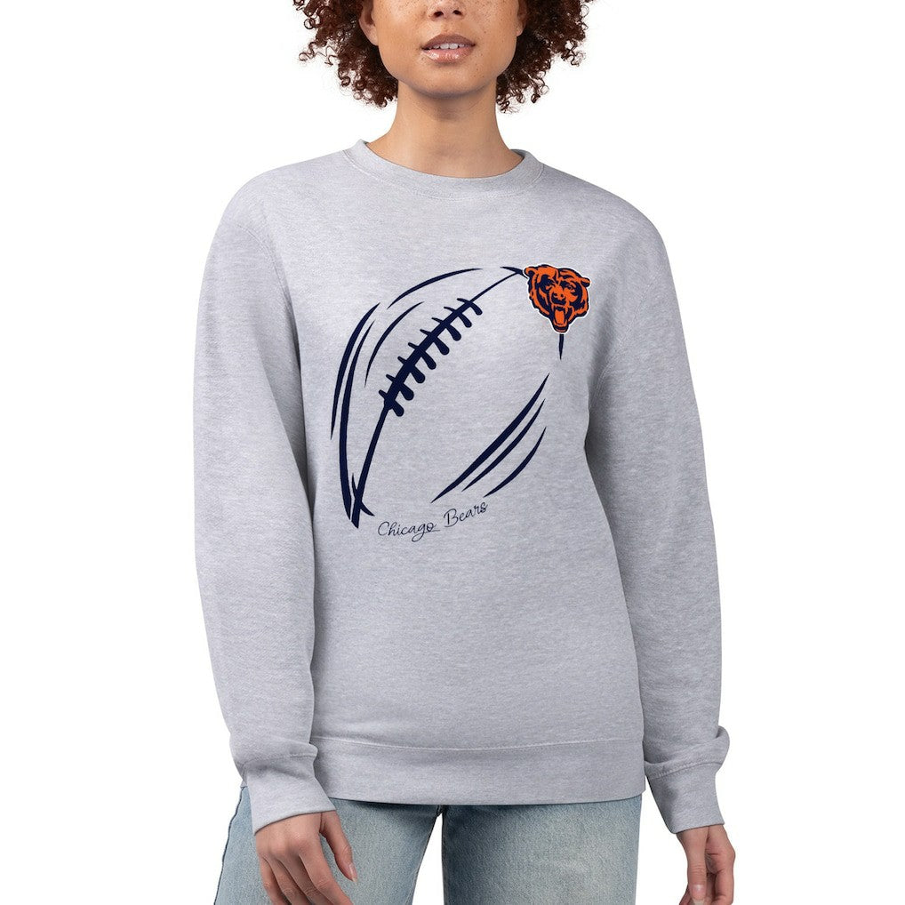 Chicago Bears G-III 4Her by Carl Banks Women's Football Logo Graphic Fleece Tri-Blend Pullover Sweatshirt Heather Gray | NFL