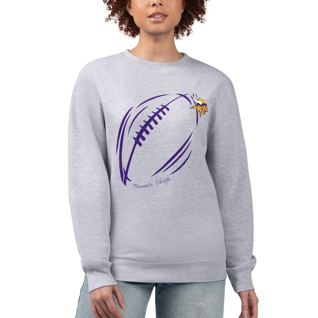 Minnesota Vikings G-III 4Her by Carl Banks Women's Football Logo Graphic Fleece Tri-Blend Pullover Sweatshirt Heather Gray | NFL