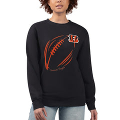 Cincinnati Bengals G-III 4Her by Carl Banks Women's Football Logo Graphic Fleece Tri-Blend Pullover Sweatshirt Black | NFL