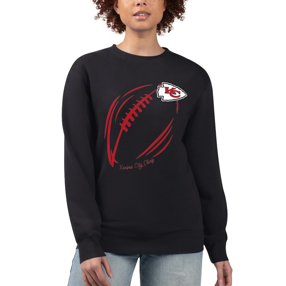 Kansas City Chiefs G-III 4Her by Carl Banks Women's Football Logo Graphic Fleece Tri-Blend Pullover Sweatshirt Black | NFL