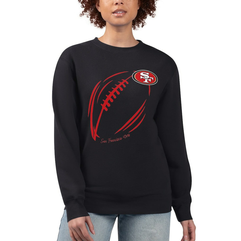 San Francisco 49ers G-III 4Her by Carl Banks Women's Football Logo Graphic Fleece Tri-Blend Pullover Sweatshirt Black | NFL