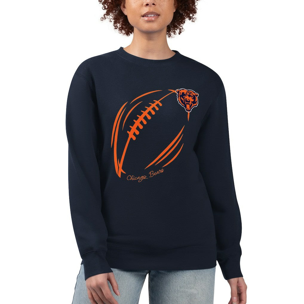 Chicago Bears G-III 4Her by Carl Banks Women's Football Logo Graphic Fleece Tri-Blend Pullover Sweatshirt Navy | NFL