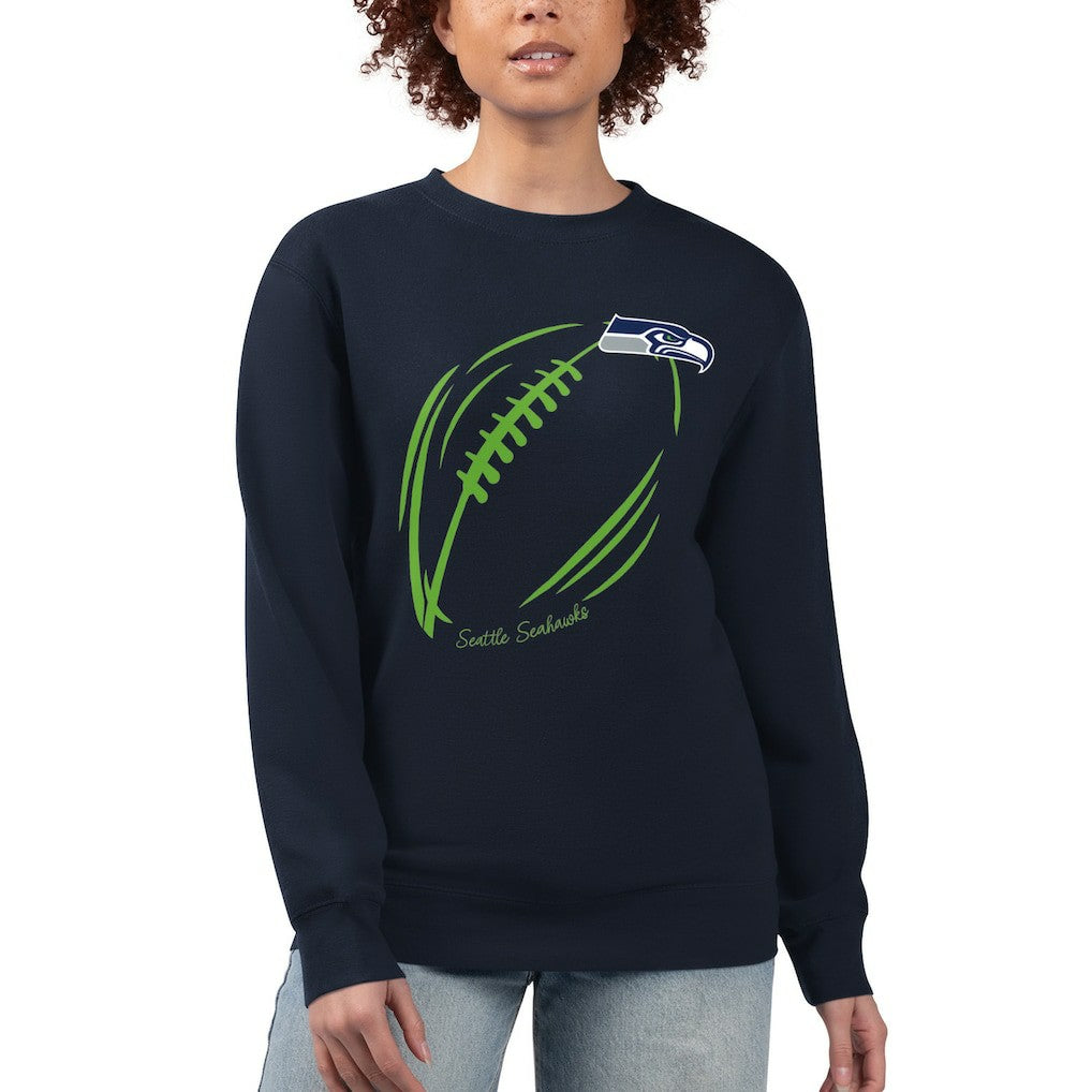 Seattle Seahawks G-III 4Her by Carl Banks Women's Football Logo Graphic Fleece Tri-Blend Pullover Sweatshirt Navy | NFL