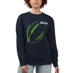 Seattle Seahawks G-III 4Her by Carl Banks Women's Football Logo Graphic Fleece Tri-Blend Pullover Sweatshirt Navy | NFL