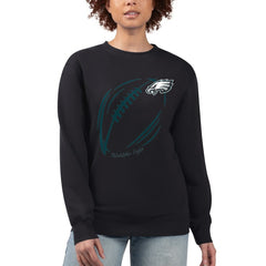 Philadelphia Eagles G-III 4Her by Carl Banks Women's Football Logo Graphic Fleece Tri-Blend Pullover Sweatshirt Black | NFL