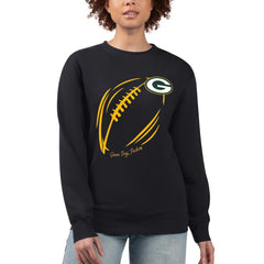 Green Bay Packers G-III 4Her by Carl Banks Women's Football Logo Graphic Fleece Tri-Blend Pullover Sweatshirt Black | NFL