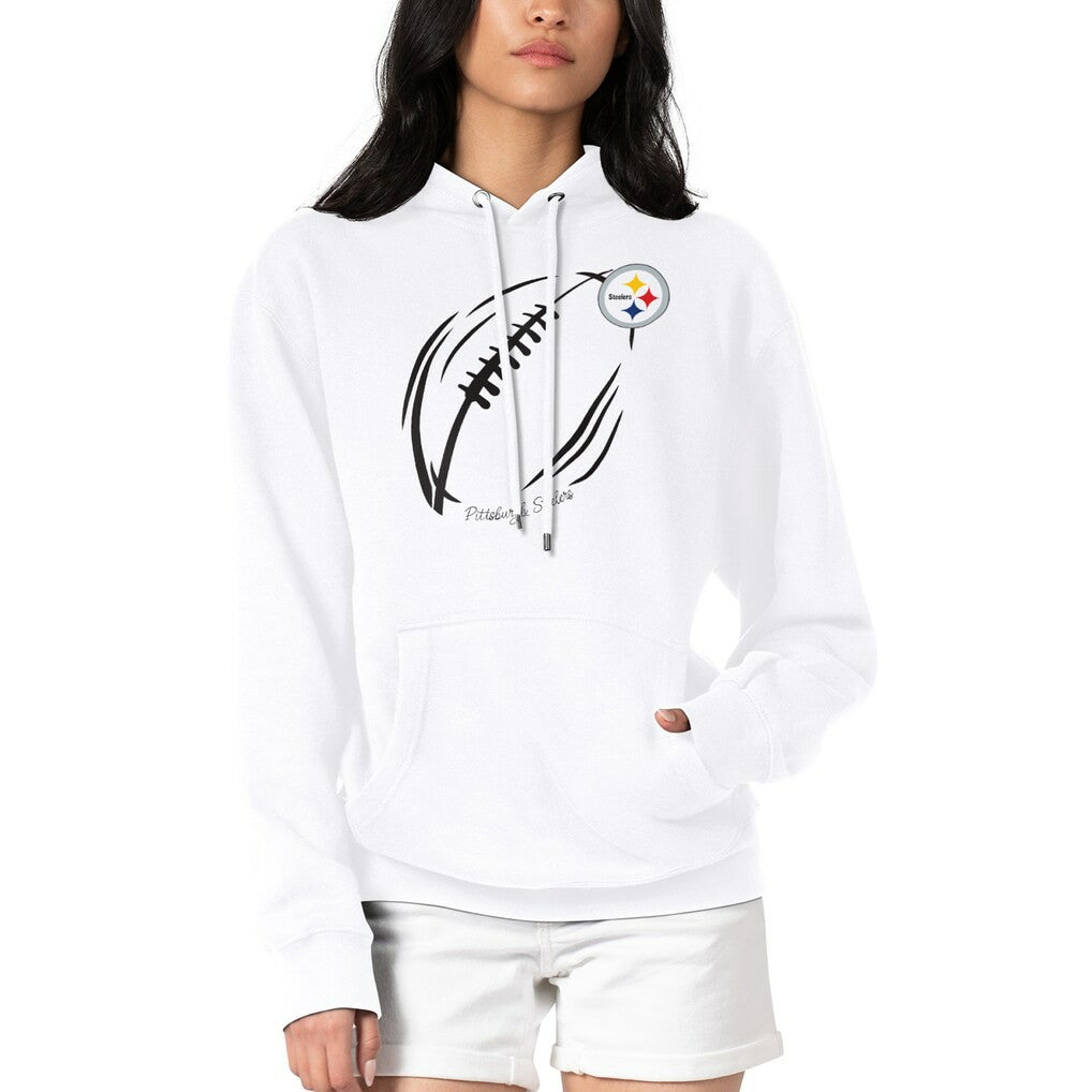 Pittsburgh Steelers G-III 4Her by Carl Banks Women's Football Logo Fleece Tri-Blend Pullover Hoodie White | NFL
