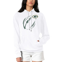 Green Bay Packers G-III 4Her by Carl Banks Women's Football Logo Fleece Tri-Blend Pullover Hoodie White | NFL
