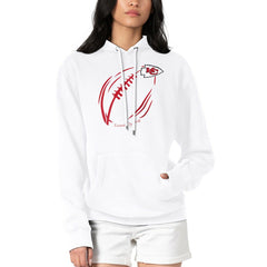 Kansas City Chiefs G-III 4Her by Carl Banks Women's Football Logo Fleece Tri-Blend Pullover Hoodie White | NFL
