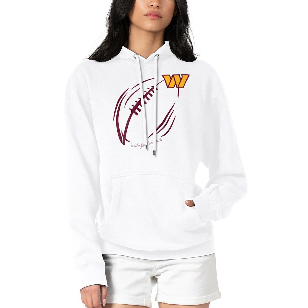 Washington Commanders G-III 4Her by Carl Banks Women's Football Logo Fleece Tri-Blend Pullover Hoodie White | NFL