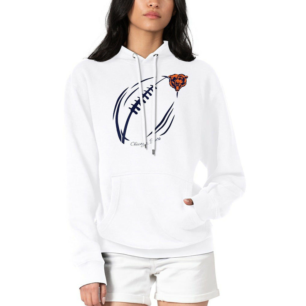 Chicago Bears G-III 4Her by Carl Banks Women's Football Logo Fleece Tri-Blend Pullover Hoodie White | NFL