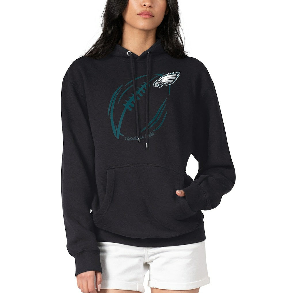 Philadelphia Eagles G-III 4Her by Carl Banks Women's Football Logo Fleece Tri-Blend Pullover Hoodie Black | NFL