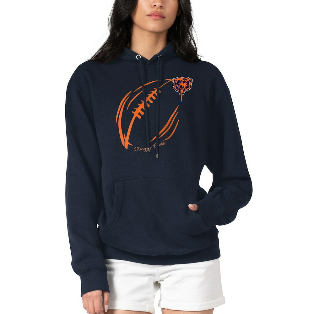Chicago Bears G-III 4Her by Carl Banks Women's Football Logo Fleece Tri-Blend Pullover Hoodie Navy | NFL