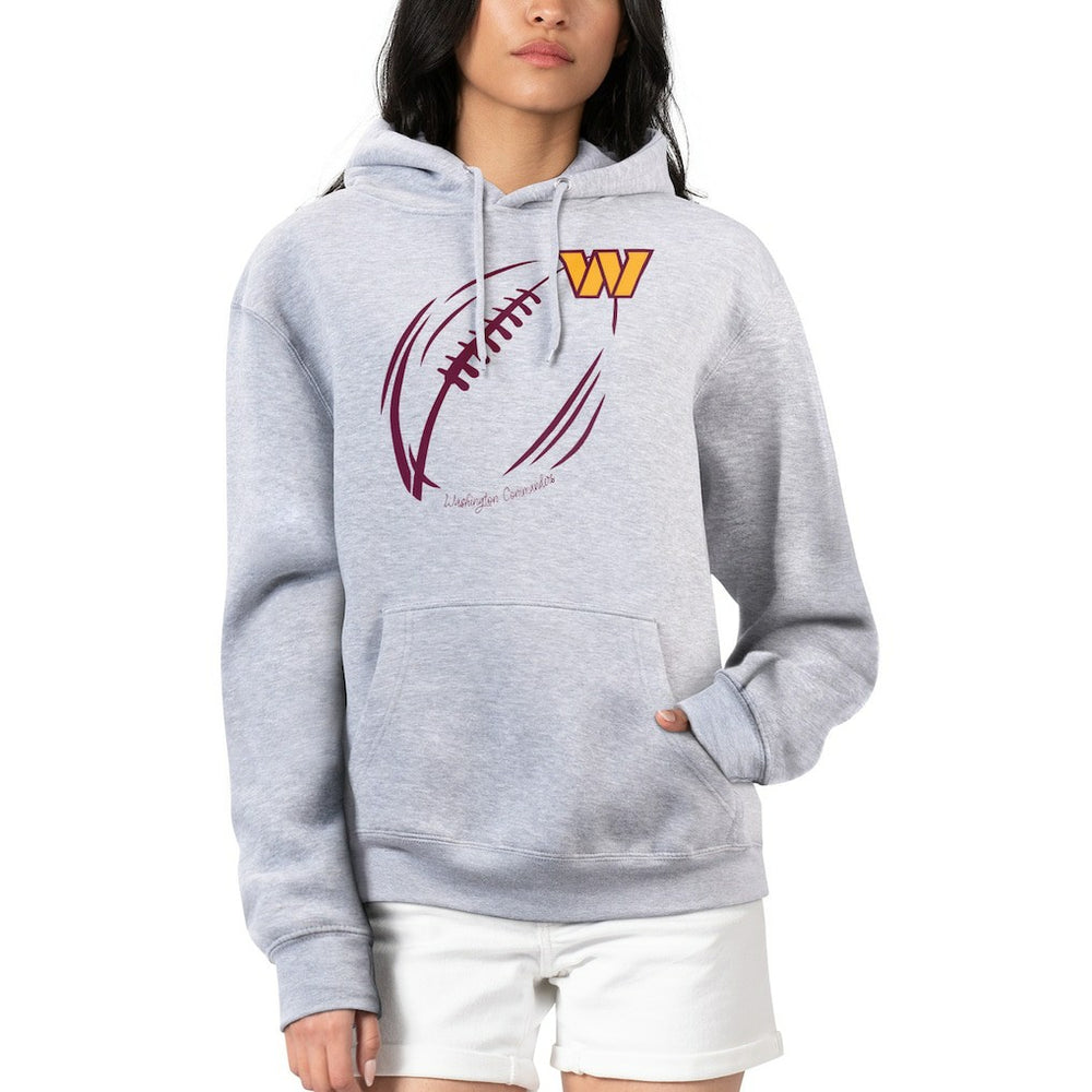 Washington Commanders G-III 4Her by Carl Banks Women's Football Logo Fleece Tri-Blend Pullover Hoodie Heather Gray | NFL