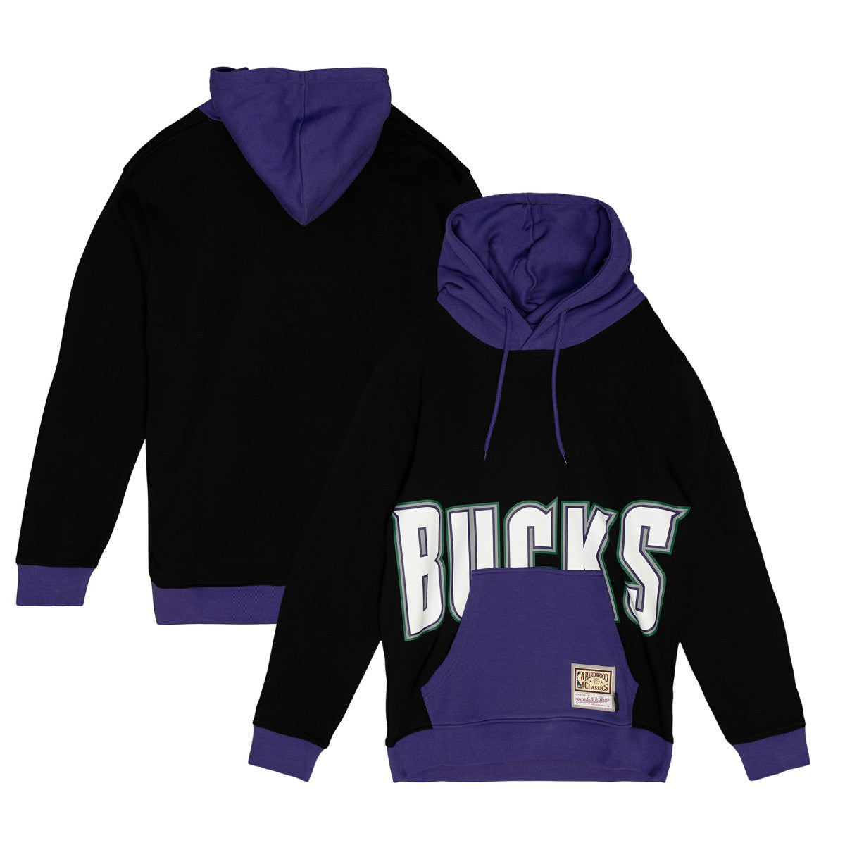 Milwaukee Bucks Hardwood Classics Big Face 5.0 Pullover Hoodie Black - NBA