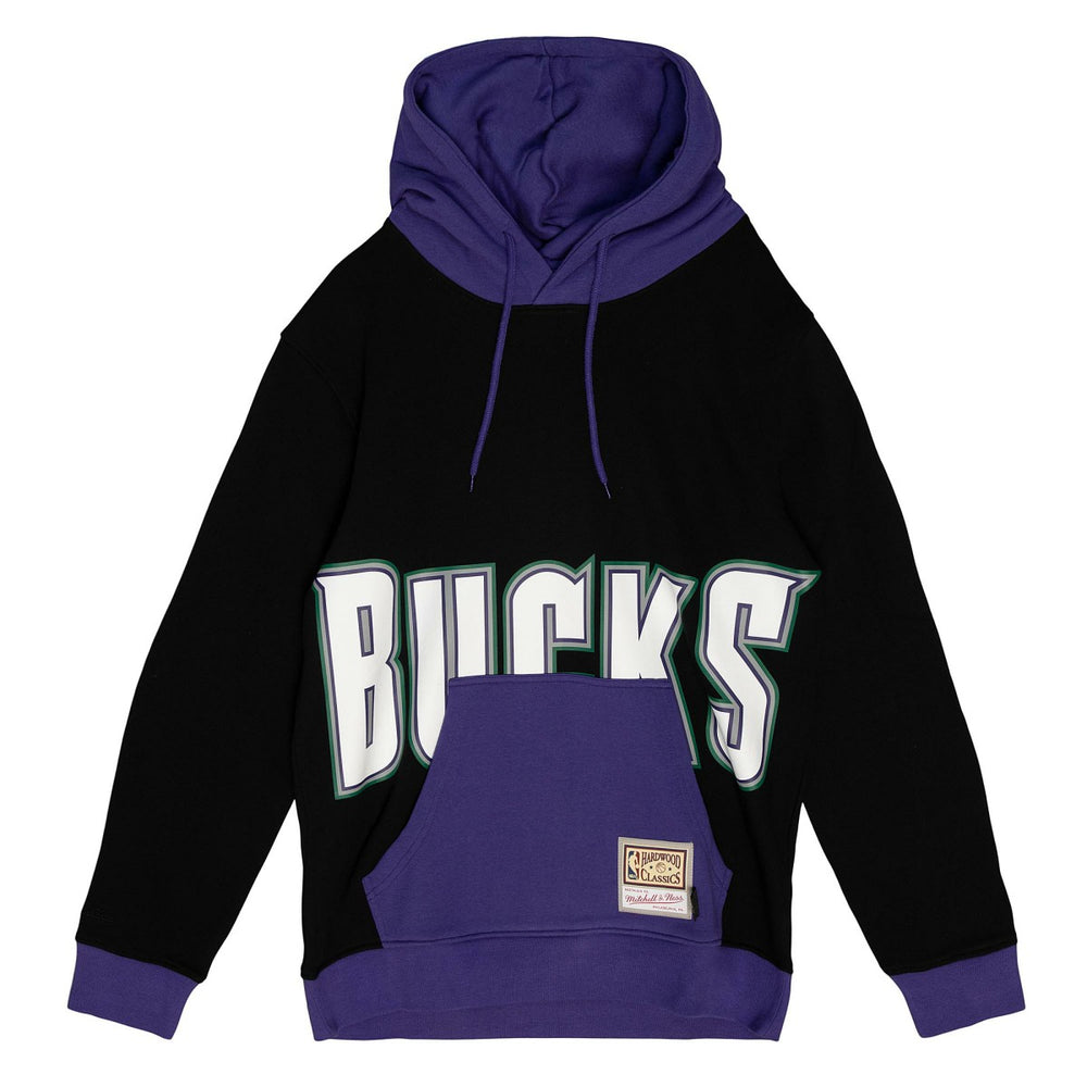 Milwaukee Bucks Hardwood Classics Big Face 5.0 Pullover Hoodie Black - NBA