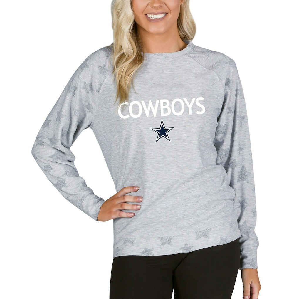 Dallas Cowboys Concepts Sport Women's Medal Jacquard Terry Long Sleeve Top Gray | NFL