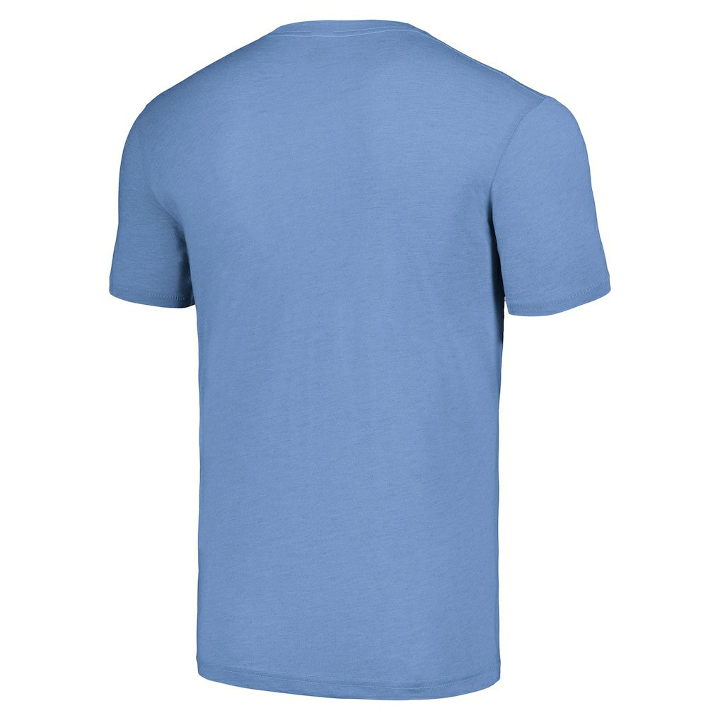 Dwight Freeney Indianapolis Colts Homage Unisex Caricature Retired Player Tri-Blend T-Shirt Light Blue | NFL