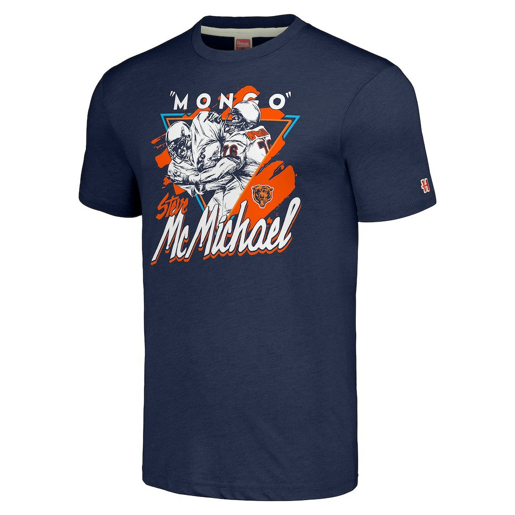 Steve McMichael Chicago Bears Homage Unisex Caricature Retired Player Tri-Blend T-Shirt Navy | NFL