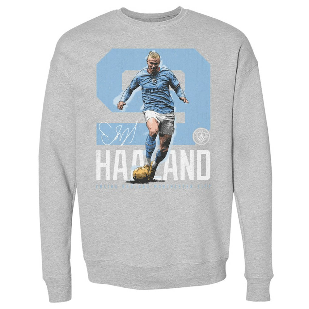 Manchester City 500 Level Bold Number Pullover Crewneck Sweatshirt Heather Gray - FIFA World CUP