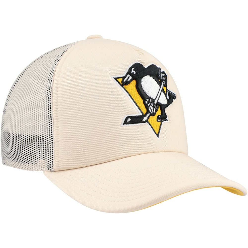 Pittsburgh Penguins Mitchell & Ness Foam Front Trucker Adjustable Hat - Cream - NHL