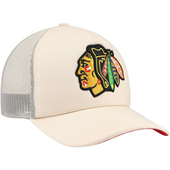Chicago Blackhawks Mitchell & Ness Foam Front Trucker Adjustable Hat - Cream - NHL