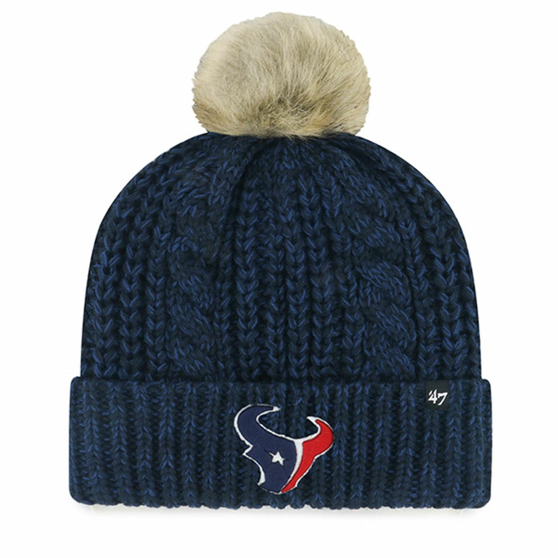 Houston Texans '47 Women's Meeko Cuffed Knit Hat with Pom Navy | 47 brand