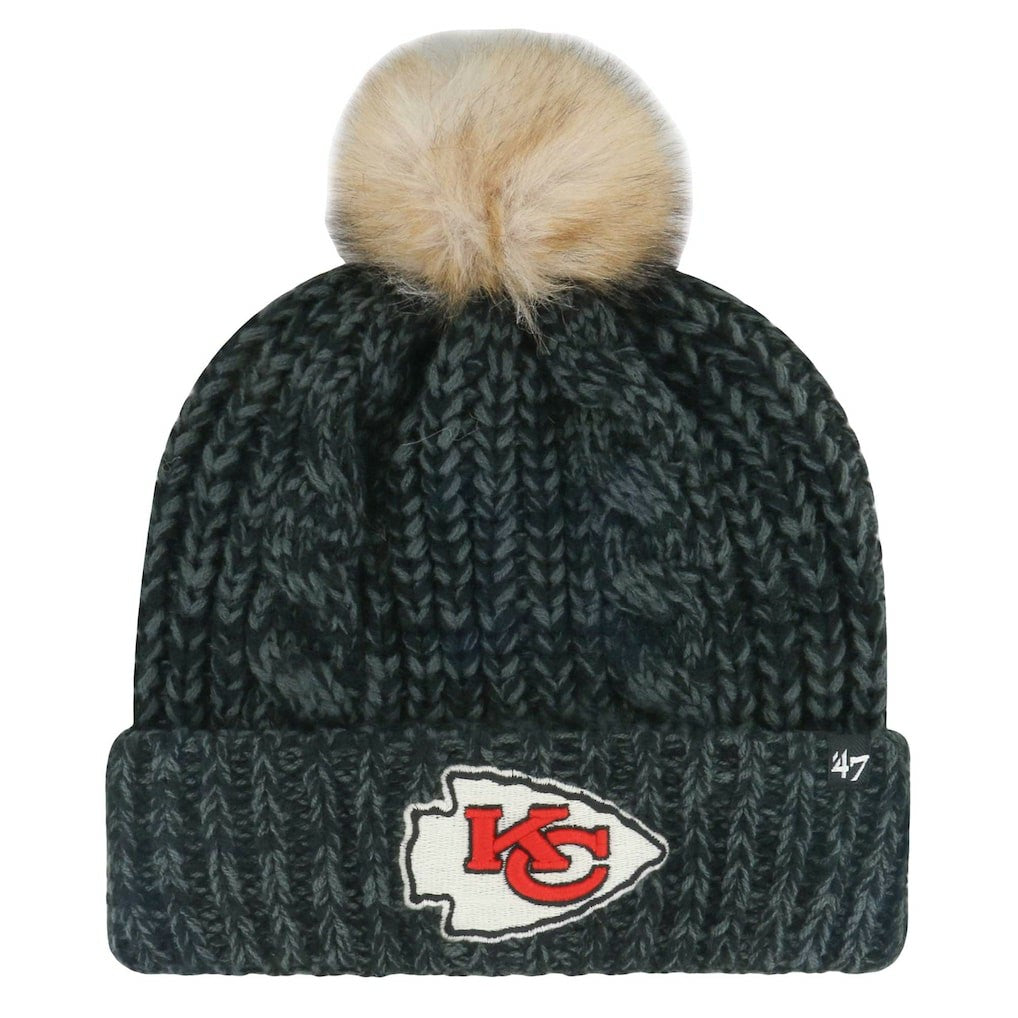Kansas City Chiefs '47 Women's Meeko Cuffed Knit Hat with Pom Black | 47 brand