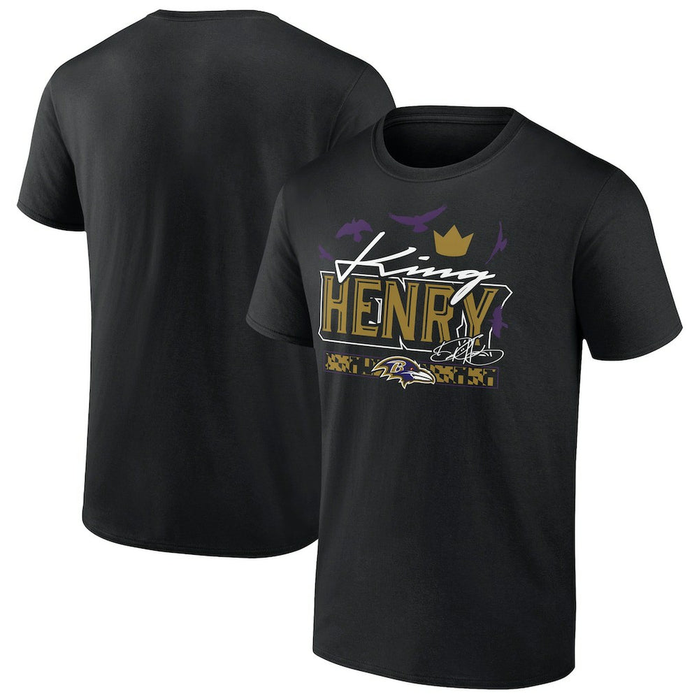 Derrick Henry Baltimore Ravens King Henry's Crown T-Shirt Black | NFL