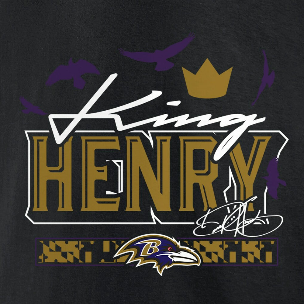 Derrick Henry Baltimore Ravens King Henry's Crown T-Shirt Black | NFL