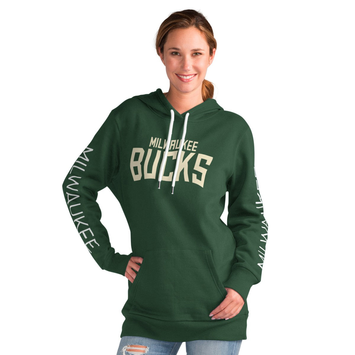 Milwaukee Bucks G-III 4Her by Carl Banks Women's Base Coach Pullover Hoodie Green - NBA