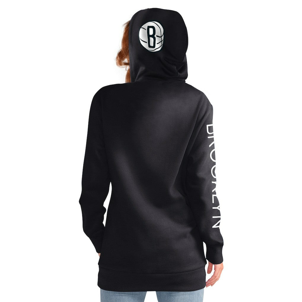 Brooklyn Nets G-III 4Her by Carl Banks Women's Base Coach Pullover Hoodie Black - NBA