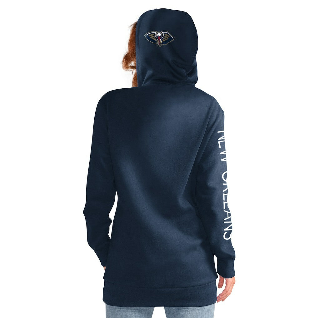 New Orleans Pelicans G-III 4Her by Carl Banks Women's Base Coach Pullover Hoodie Navy - NBA
