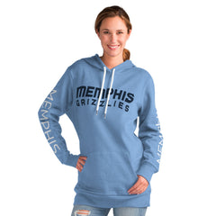 Memphis Grizzlies G-III 4Her by Carl Banks Women's Base Coach Pullover Hoodie Light Blue - NBA