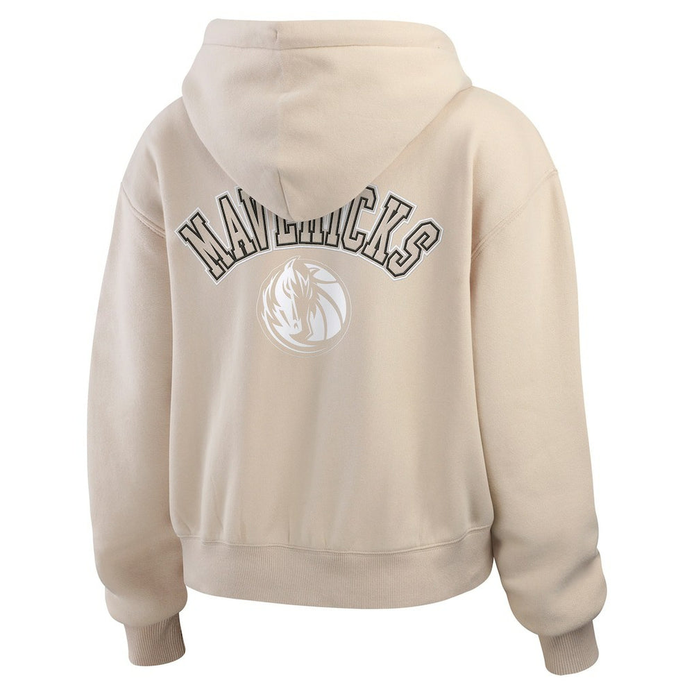 Dallas Mavericks WEAR by Erin Andrews Women's Tonal Felt Patch Full-Zip Hoodie Tan - NBA