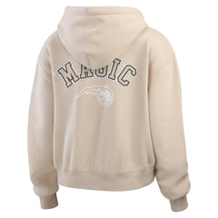 Orlando Magic WEAR by Erin Andrews Women's Tonal Felt Patch Full-Zip Hoodie Tan - NBA