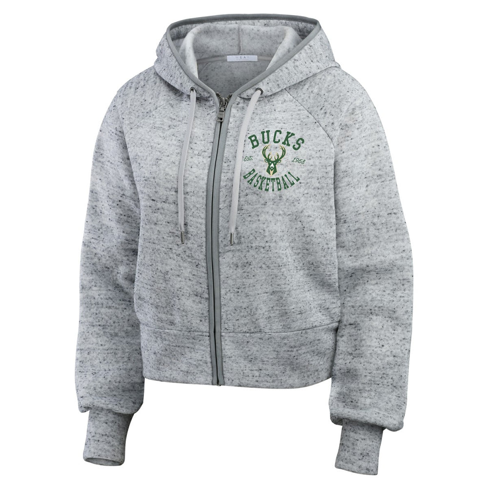 Milwaukee Bucks WEAR by Erin Andrews Women's Speckled Radiator Full-Zip Hoodie Heather Gray - NBA