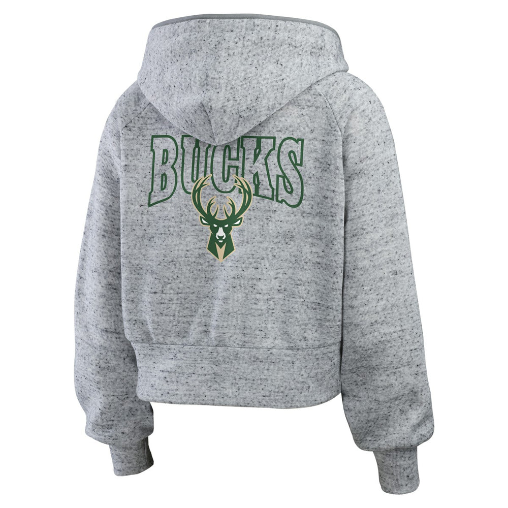 Milwaukee Bucks WEAR by Erin Andrews Women's Speckled Radiator Full-Zip Hoodie Heather Gray - NBA