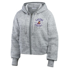 Los Angeles Lakers WEAR by Erin Andrews Women's Speckled Radiator Full-Zip Hoodie Heather Gray - NBA
