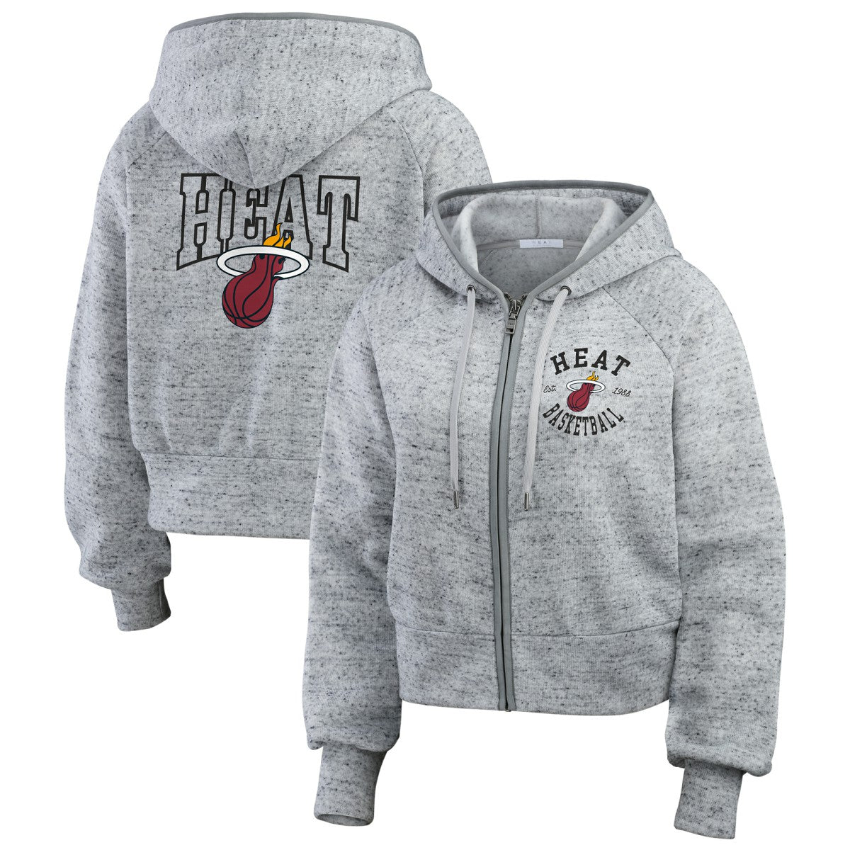 Miami Heat WEAR by Erin Andrews Women's Speckled Radiator Full-Zip Hoodie Heather Gray - NBA