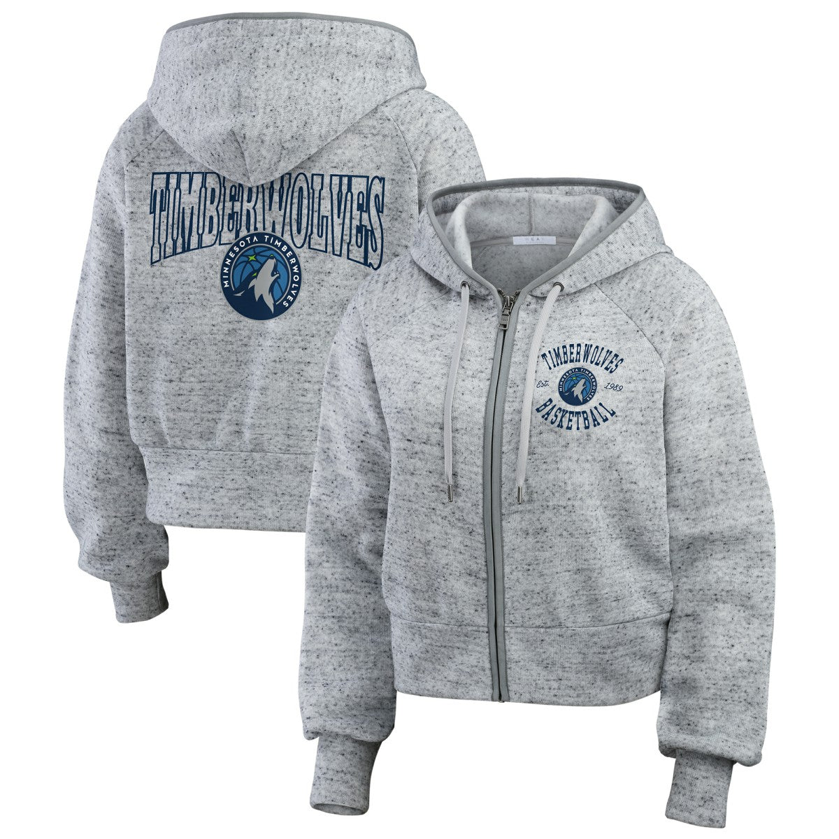 Minnesota Timberwolves WEAR by Erin Andrews Women's Speckled Radiator Full-Zip Hoodie Heather Gray - NBA
