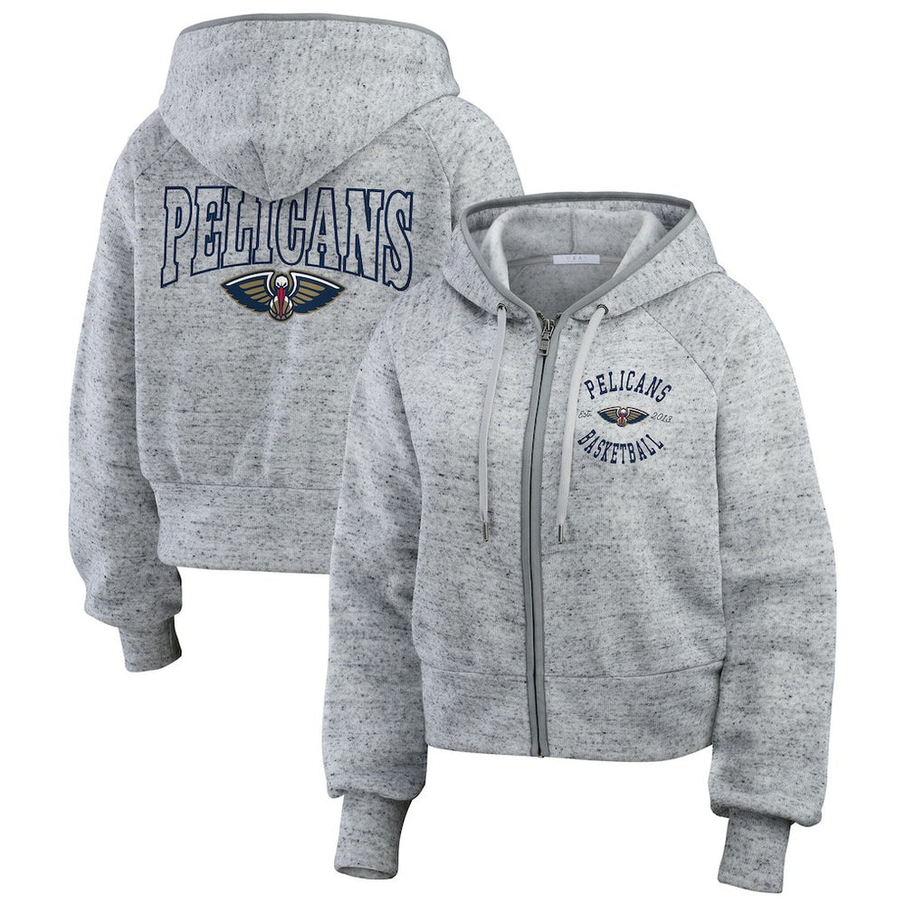 New Orleans Pelicans WEAR by Erin Andrews Women's Speckled Radiator Full-Zip Hoodie Heather Gray - NBA